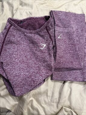 Gymshark Heathered Purple Seamless Fitness Set